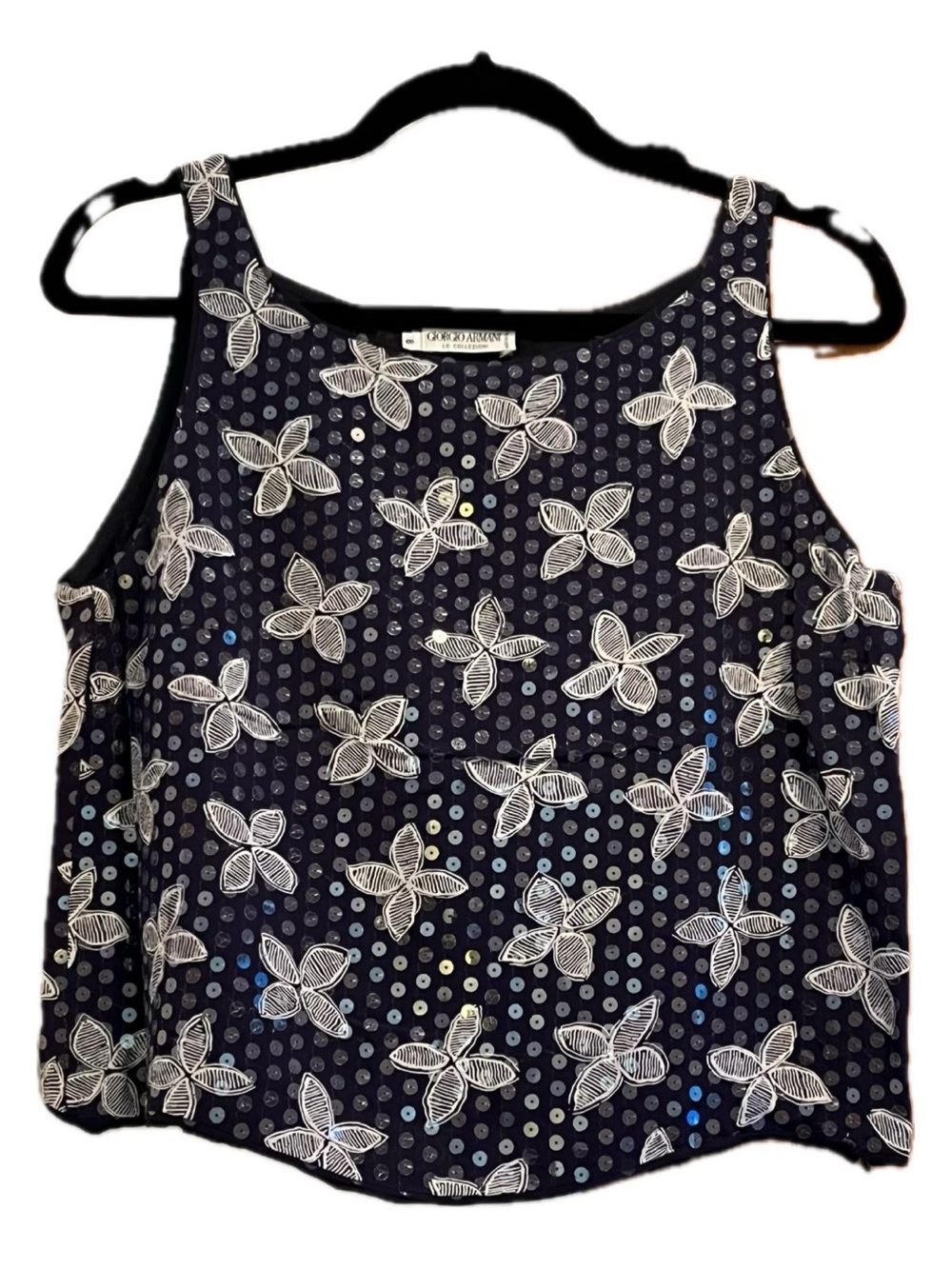 Giorgio Armani Navy Floral Sequin Camisole Sz. 8